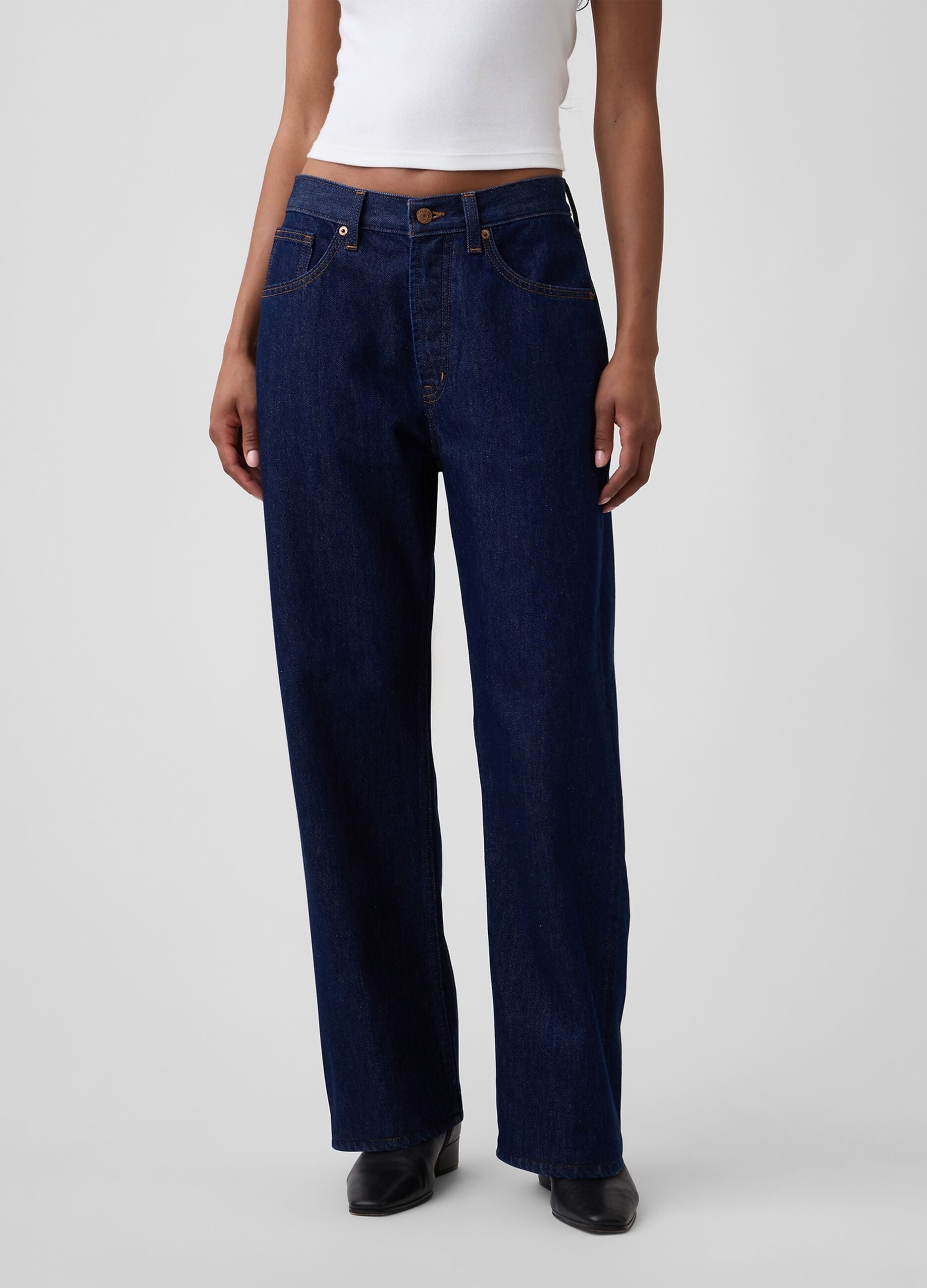 Straight-leg pure cotton denim jeans