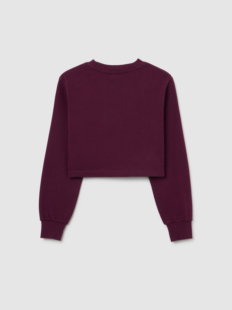 Felpa da ragazze in puro cotone bordeaux relaxed fit_4