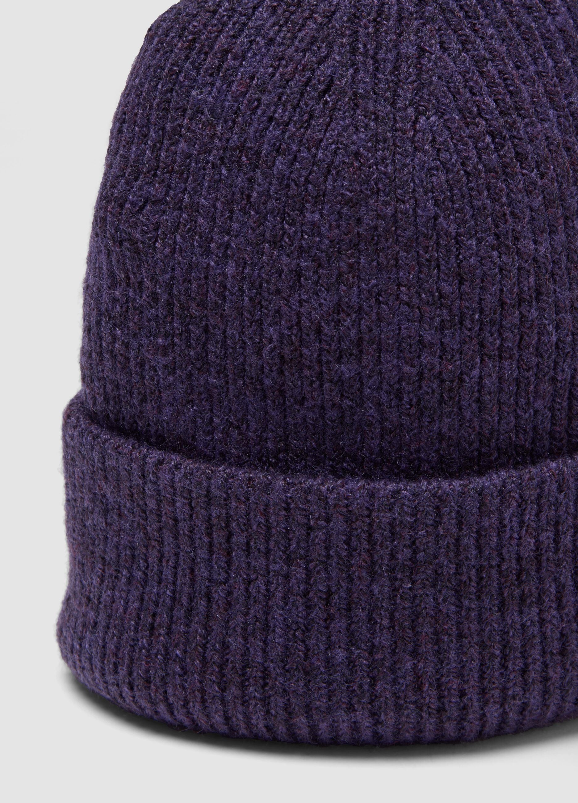 Lilac purple ribbed stretch-fabric beanie