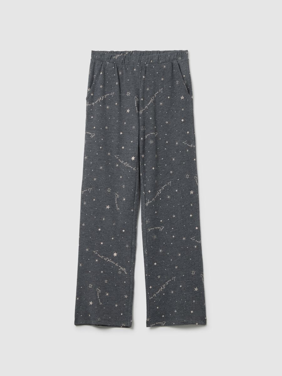 Pantaloni pigiama in misto cotone grigio regular fit_4