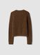 Brown crew-neck alpaca and stretch wool cardigan_2