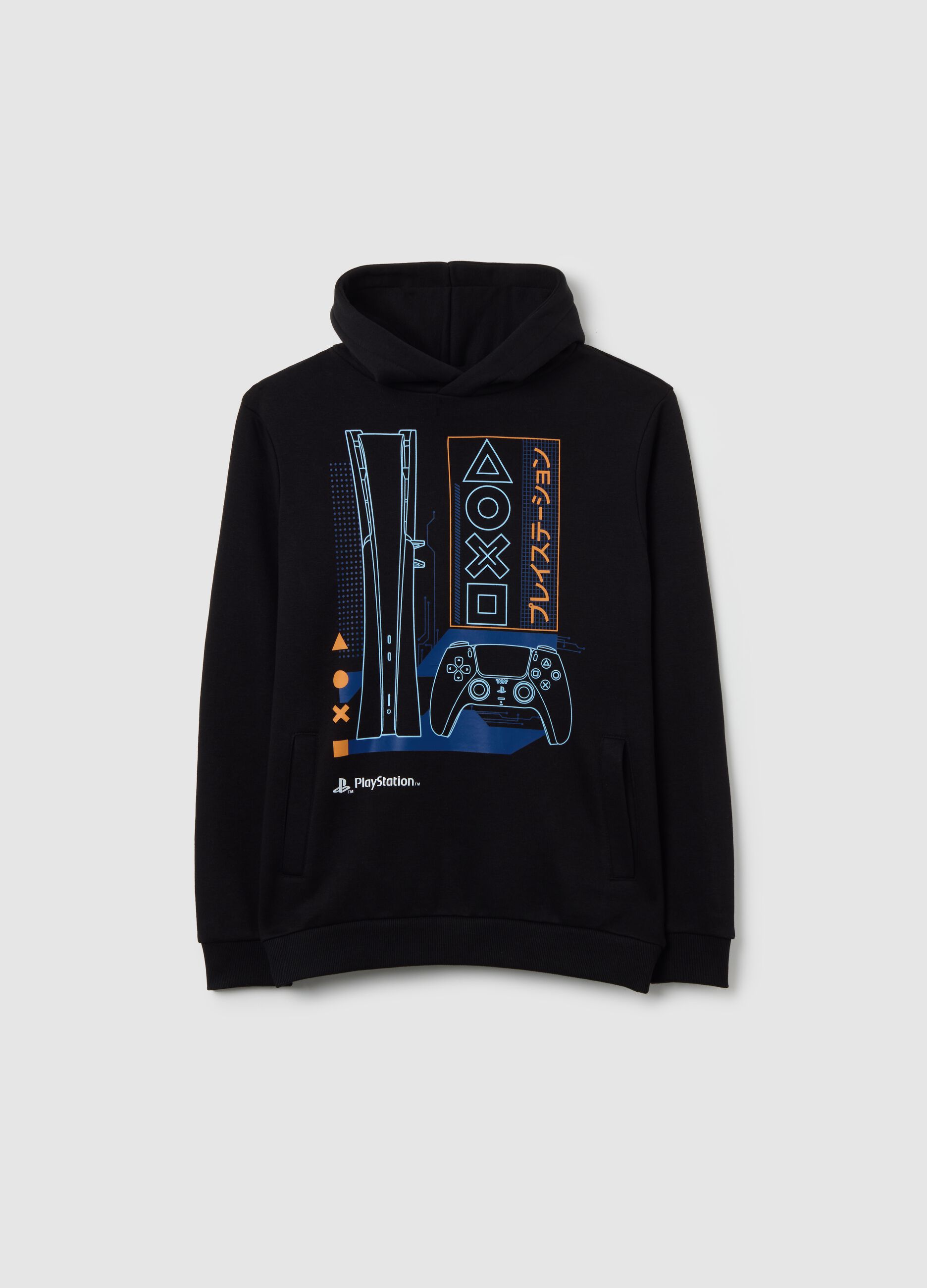 Children's Black Cotton Blend Regular Fit Hoodie