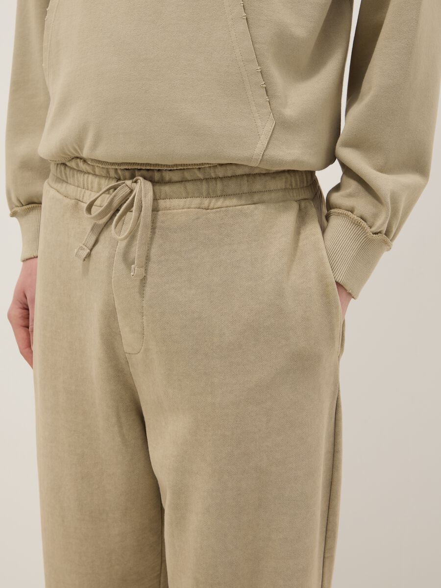 Oversize fit beige cotton blend trousers_3