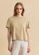 Beige lyocell and cotton-blend T-shirt_2
