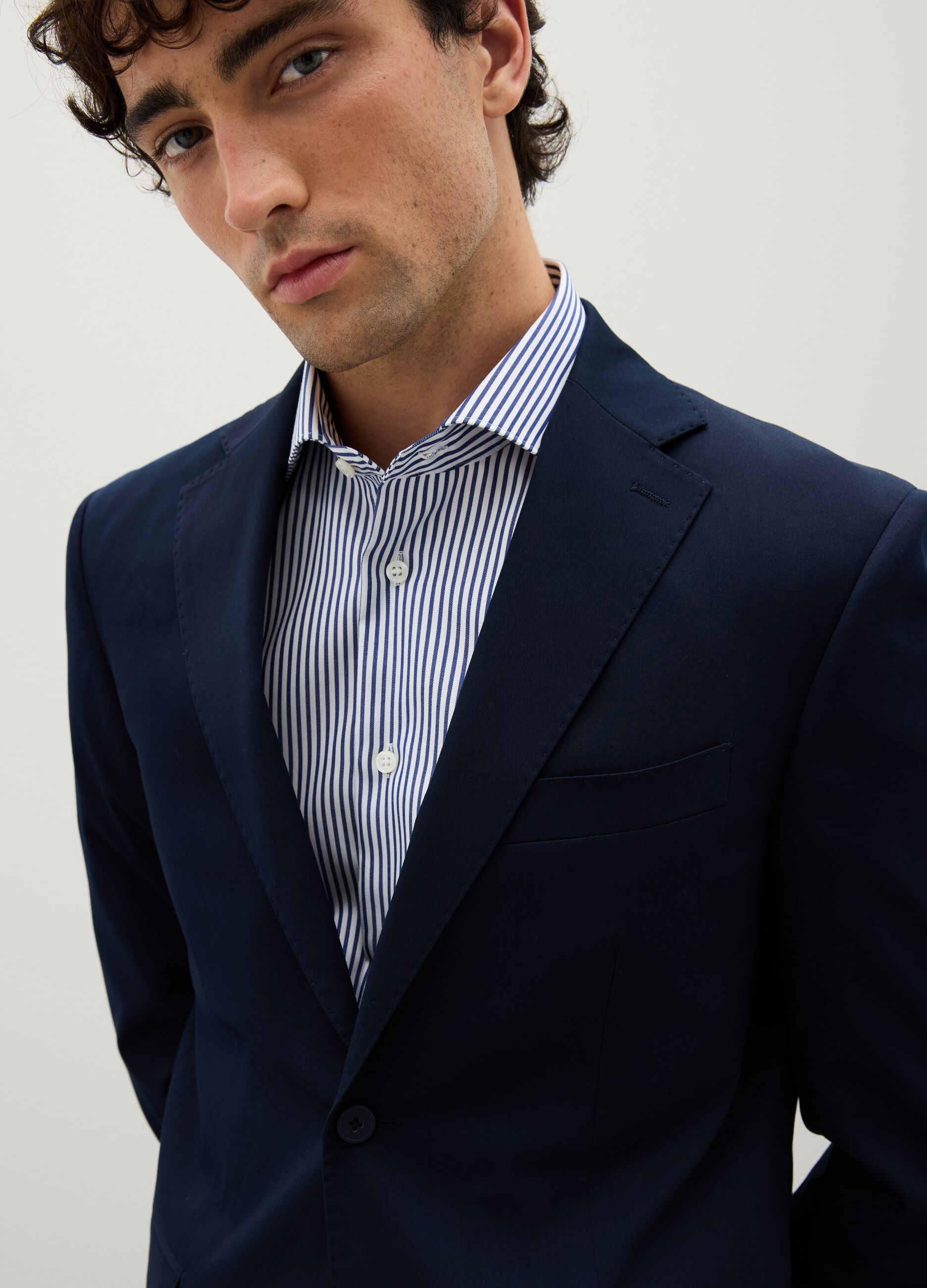 Regular Fit Blue Mixed Jacket