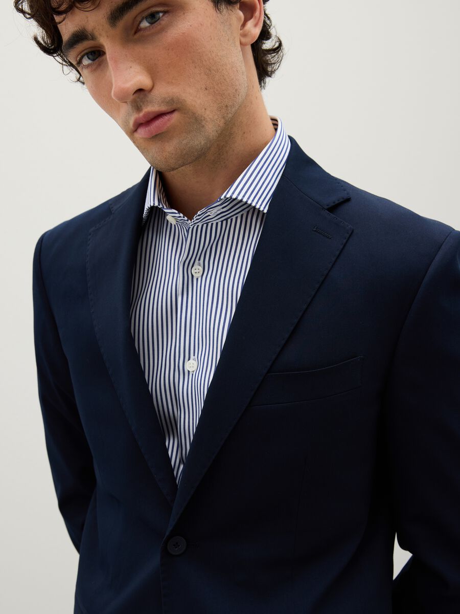Regular Fit Blue Mixed Jacket_3