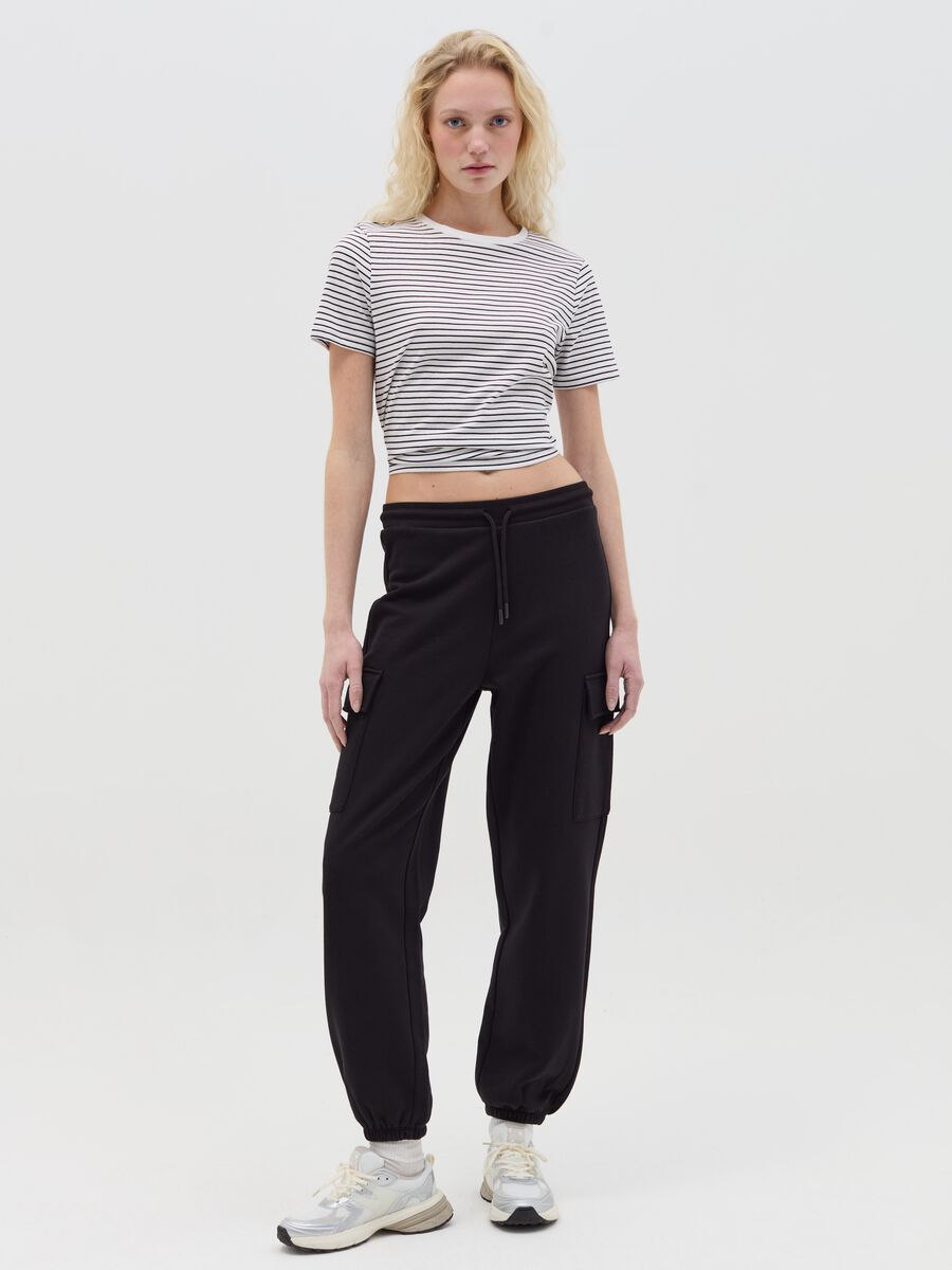 Cargo joggers in fleece with drawstring_0