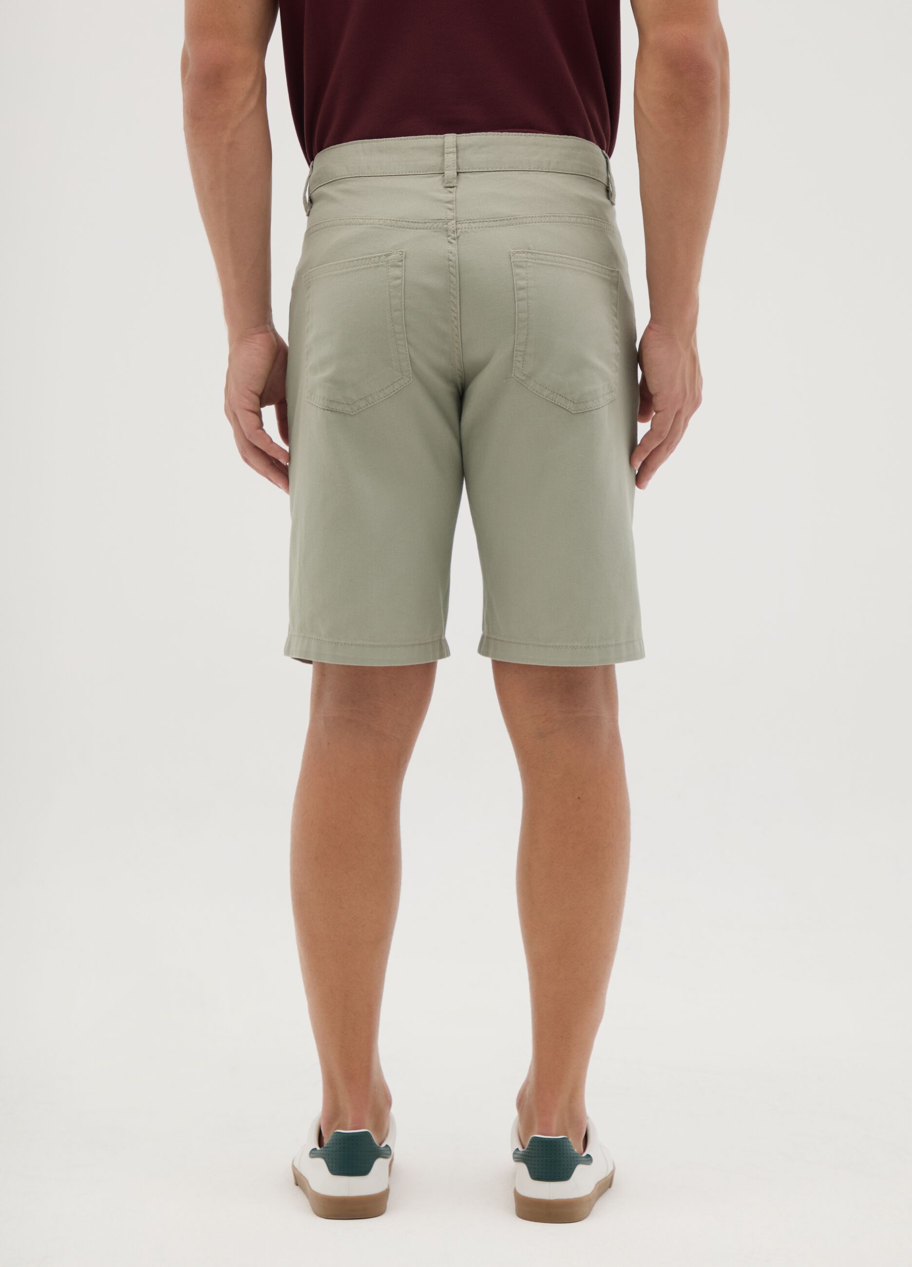 Men's green pure cotton regular fit shorts