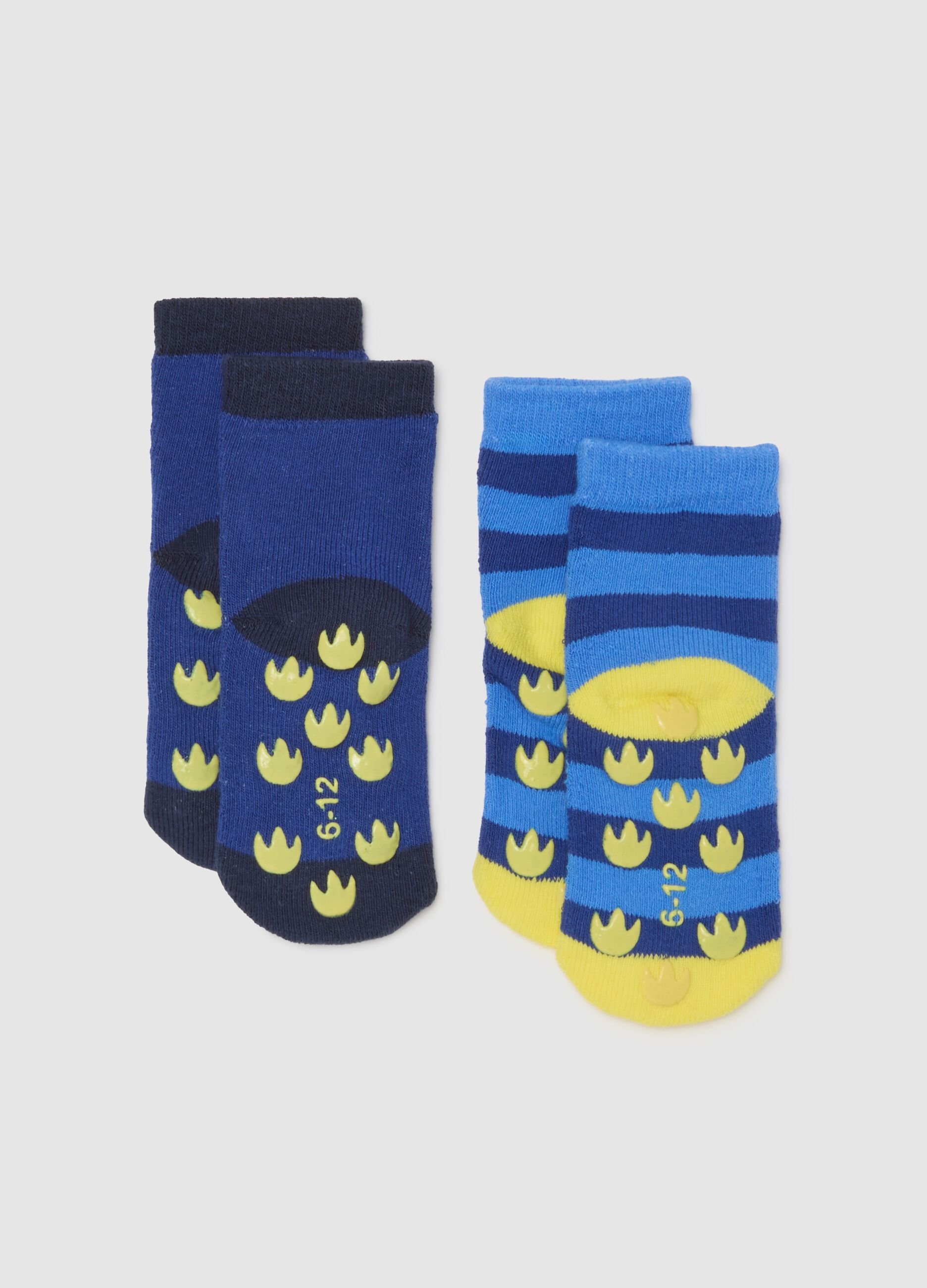 Blue Non-Slip Socks with Dinosaur