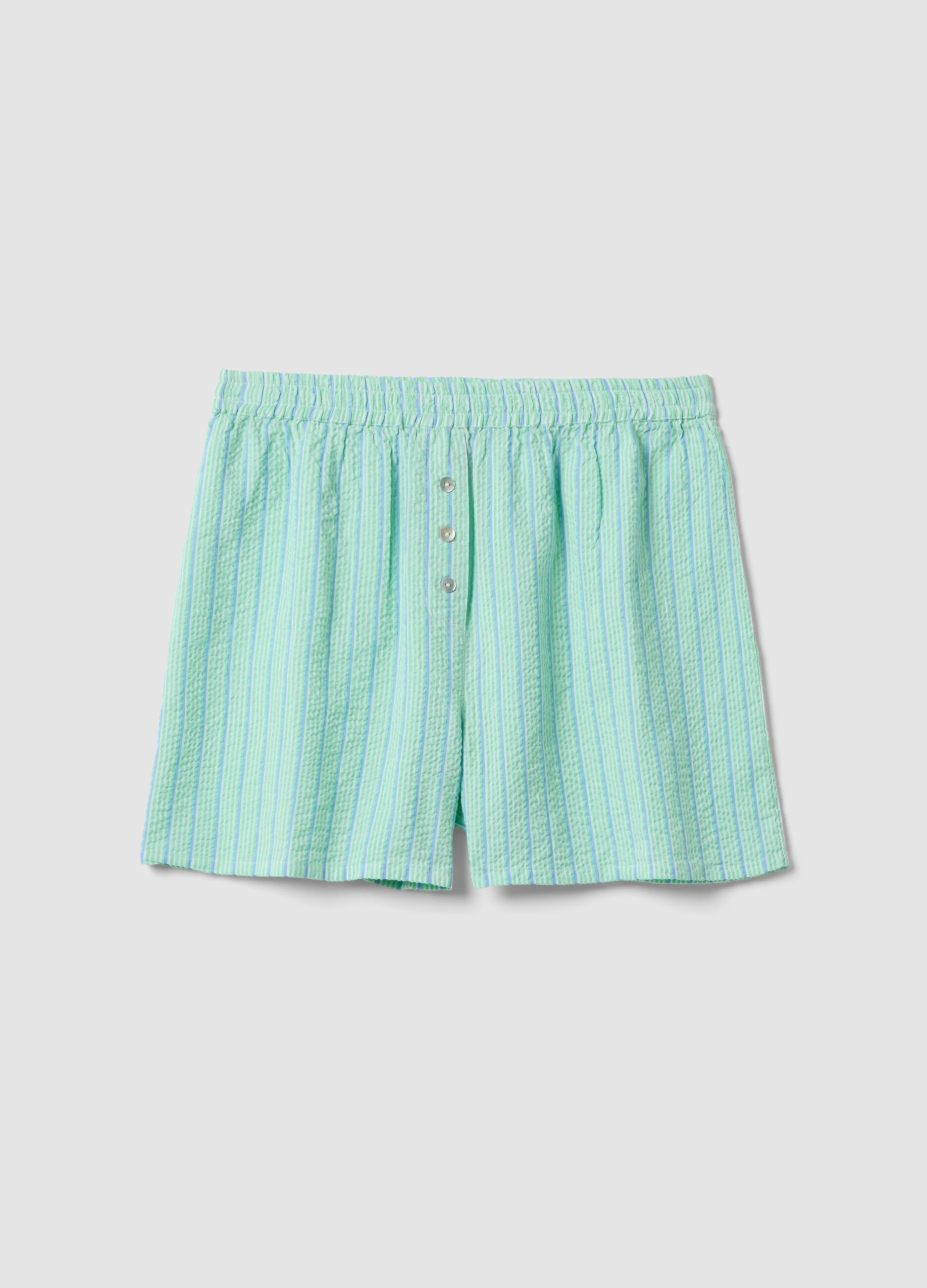 Green organic cotton regular-fit short pyjama shorts