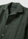 Green short-sleeve pure organic cotton shirt with bowling collar, regular fit_1