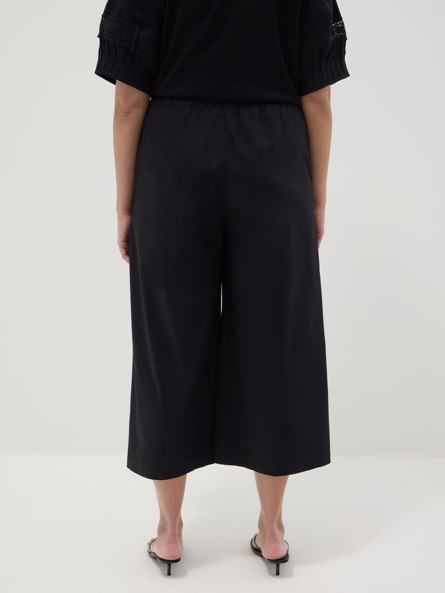 Black stretch cotton wide-leg trousers_2