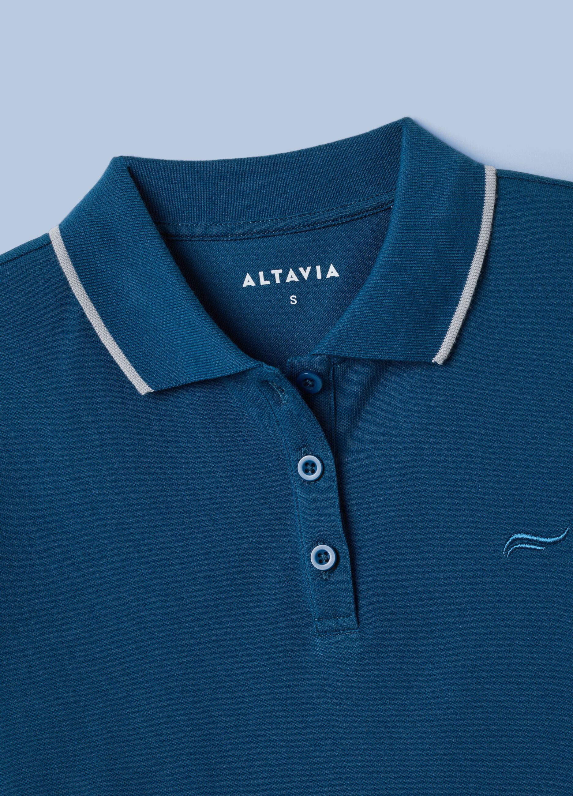 ALTAVIA SAILING blue stretch cotton polo shirt