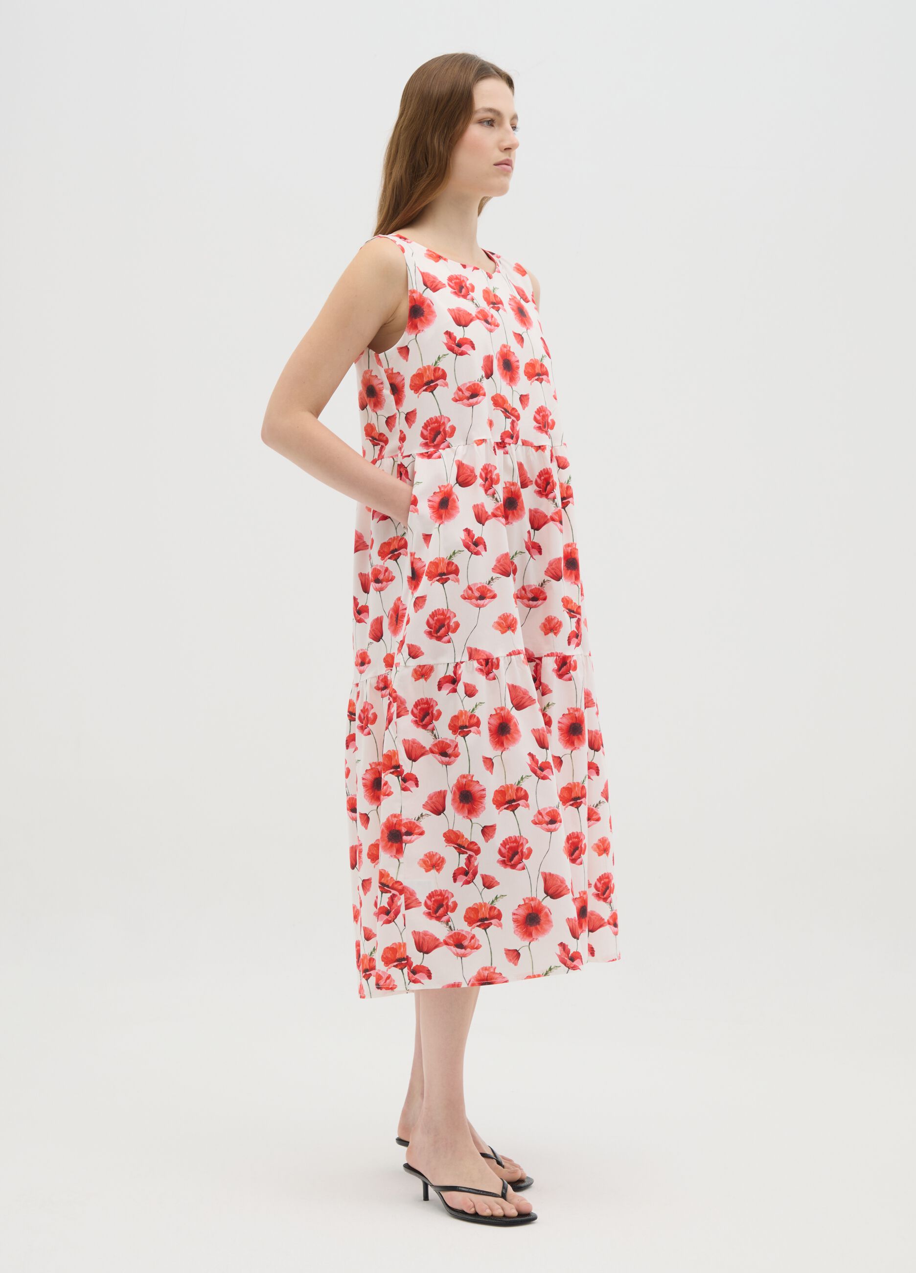 Women's Long Multicolour Cotton Dress Regular Fit