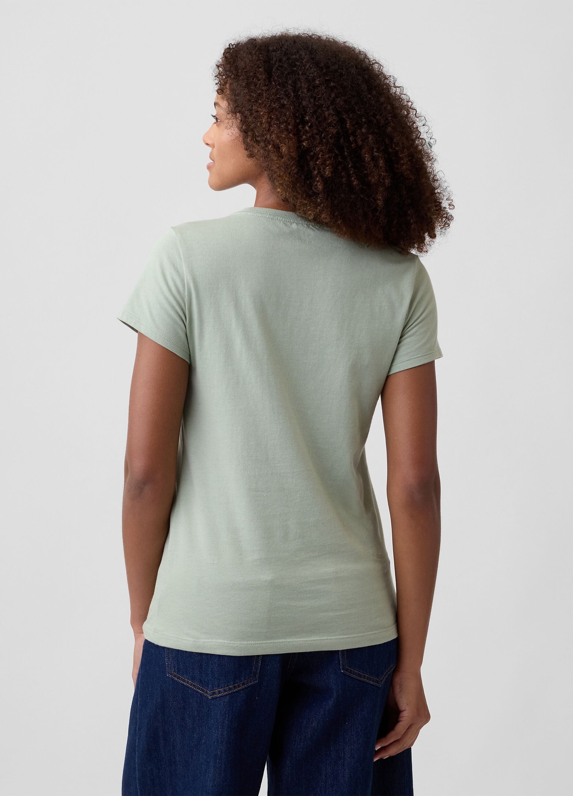 Sage green pure cotton T-shirt with floral GAP logo