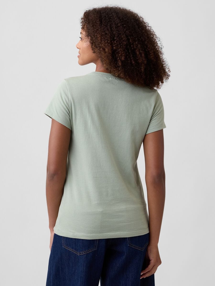 T-shirt verde salvia in puro cotone con logo GAP floreale_2