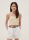 Top corto in misto lino e cotone beige da ragazza slim fit_1