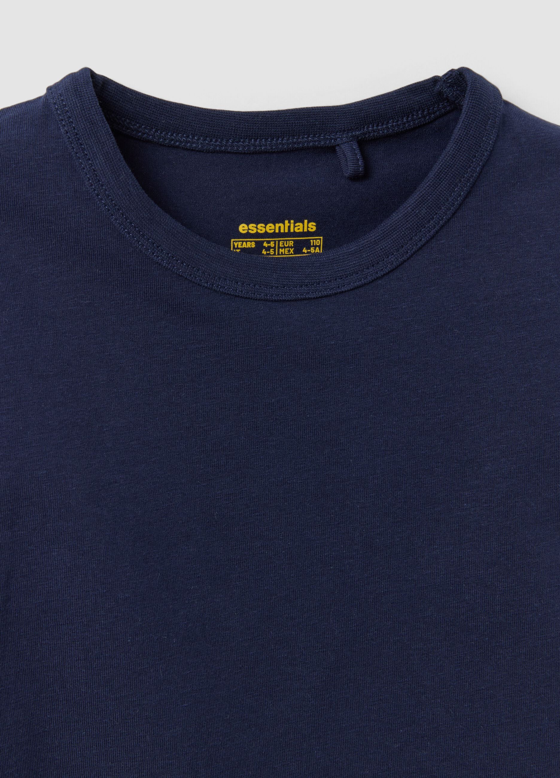 Blue long-sleeved stretch cotton T-shirt