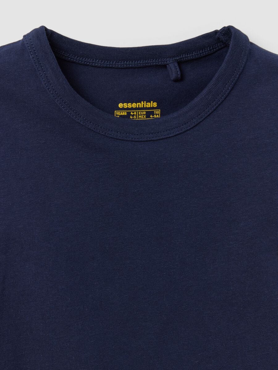 T-shirt blu a maniche lunghe in cotone elasticizzato_2