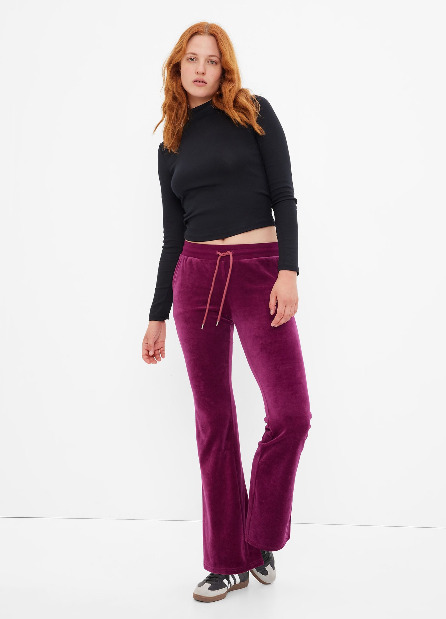 Pantalone flare fit in velour