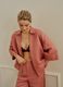 Pink linen-viscose blend shirt with oversized fit_0