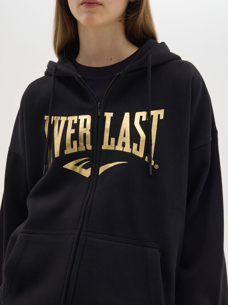 Black regular fit cotton blend sweatshirt with logo_3