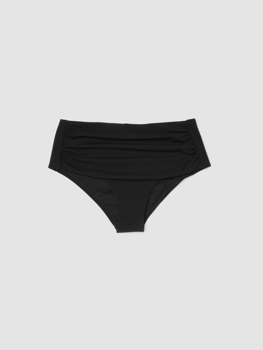Slip bikini neri in tessuto elasticizzato a vita alta con effetto shaping_4