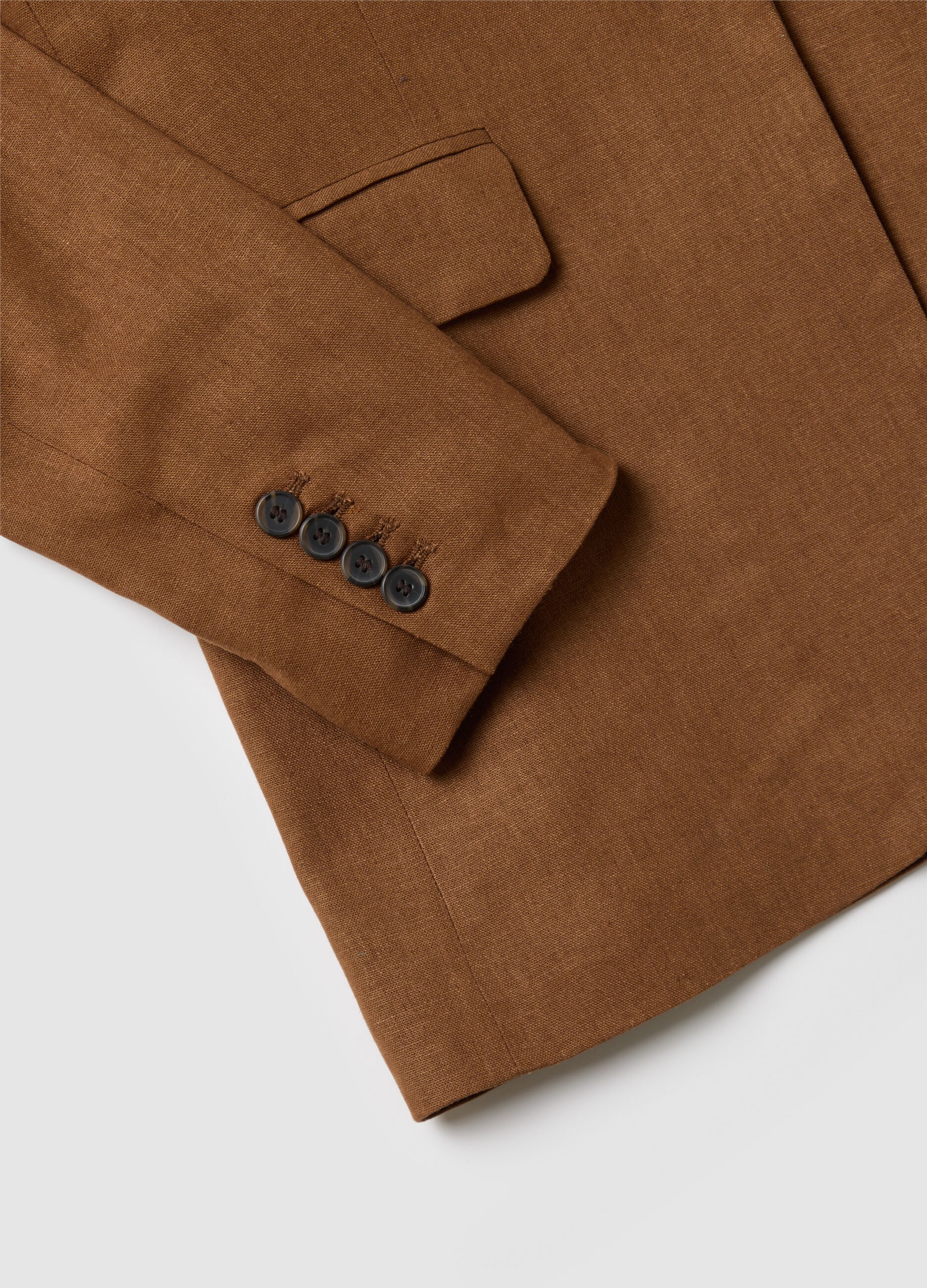 Brown mixed fabric blazer