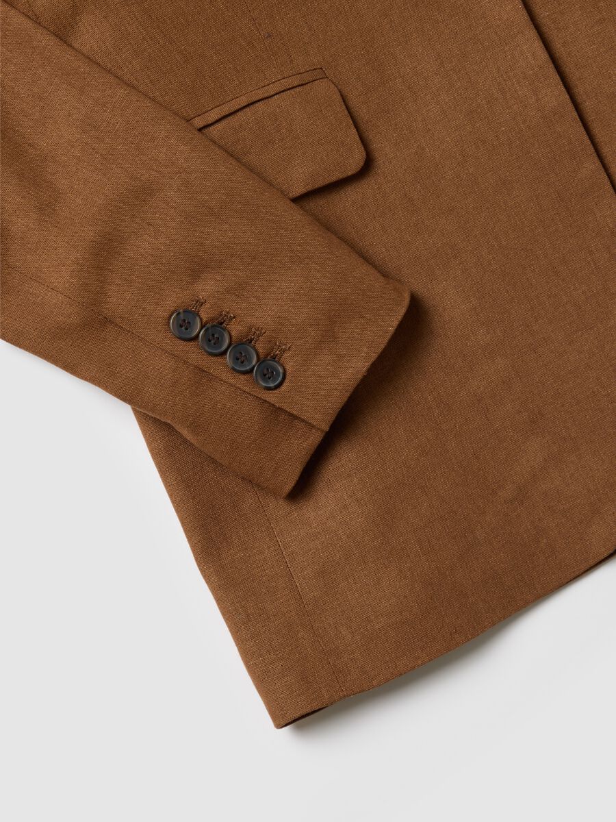 Brown mixed fabric blazer_5
