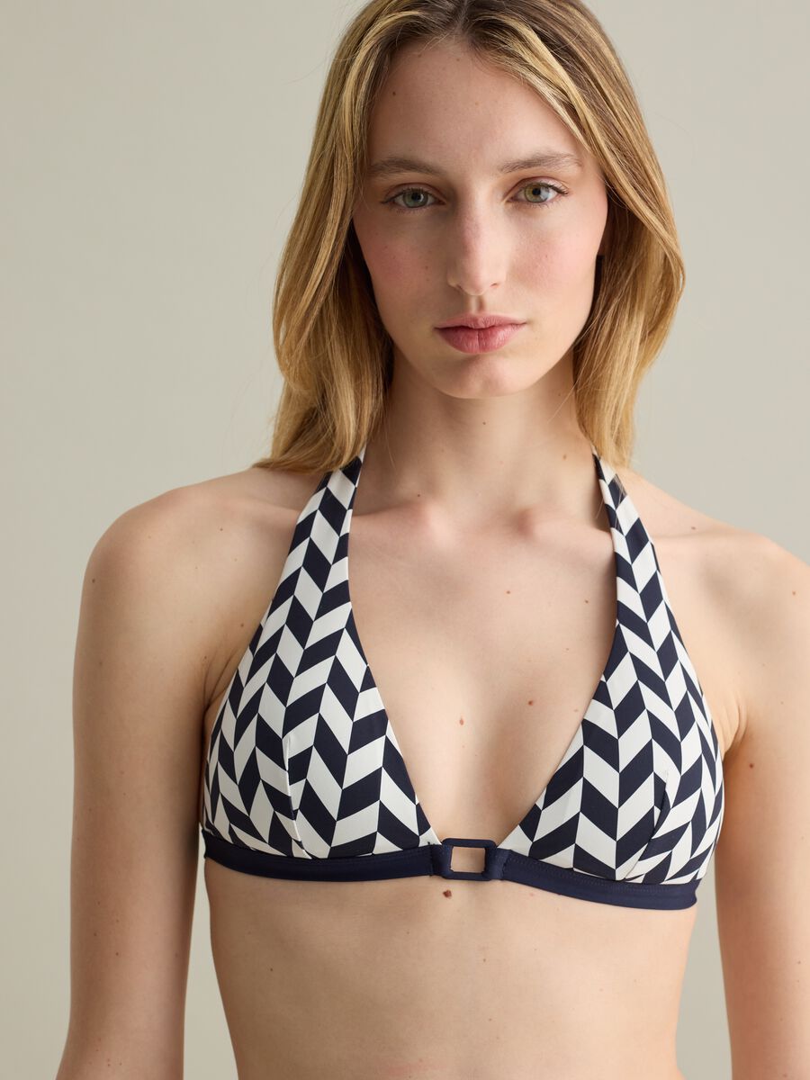 Women’s bikini top in stretch fabric with geometric print_3