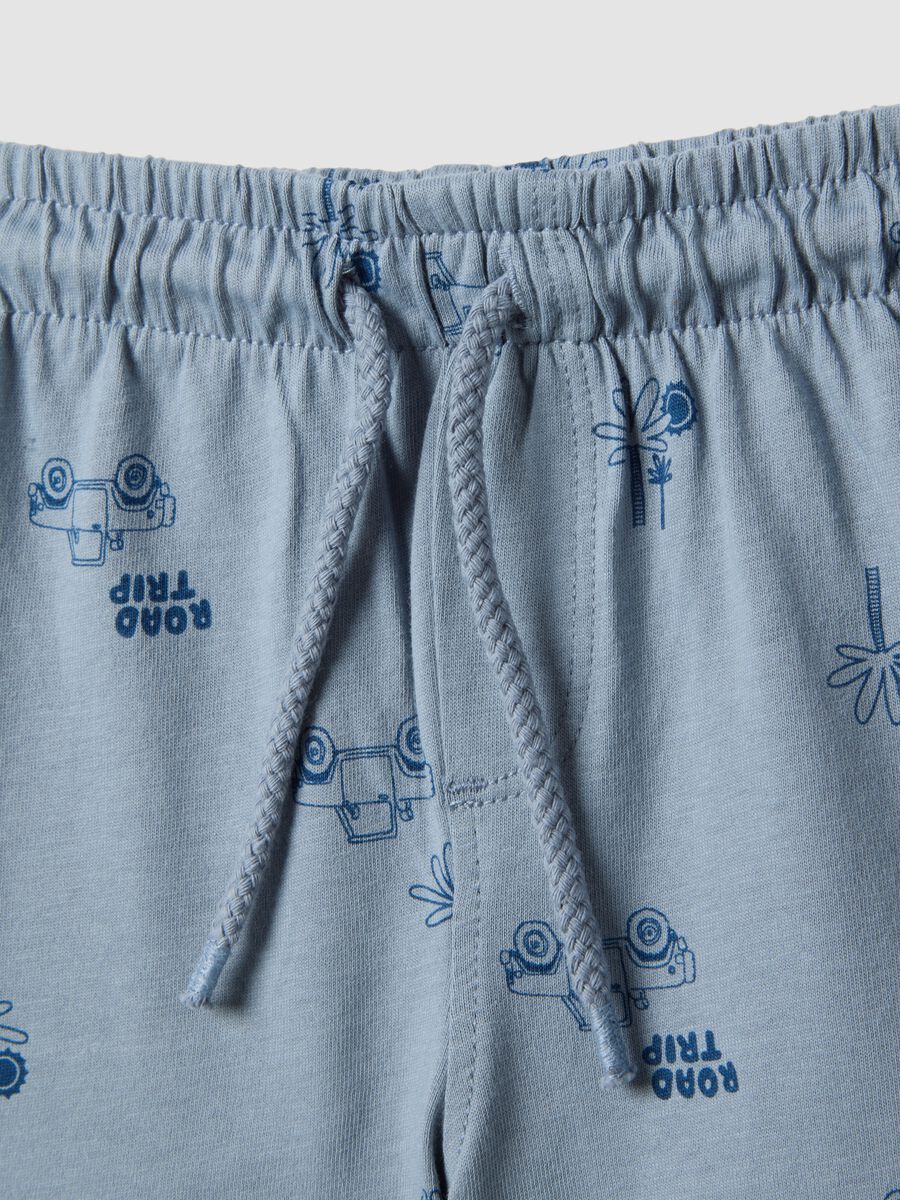 Blue pure cotton children's regular fit shorts with prints_2