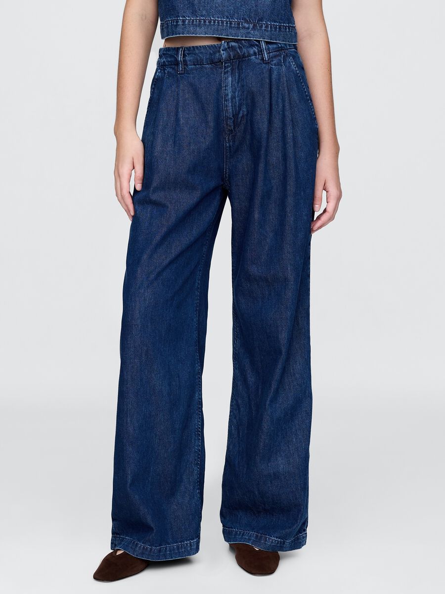 Palazzo Trousers in Denim_1