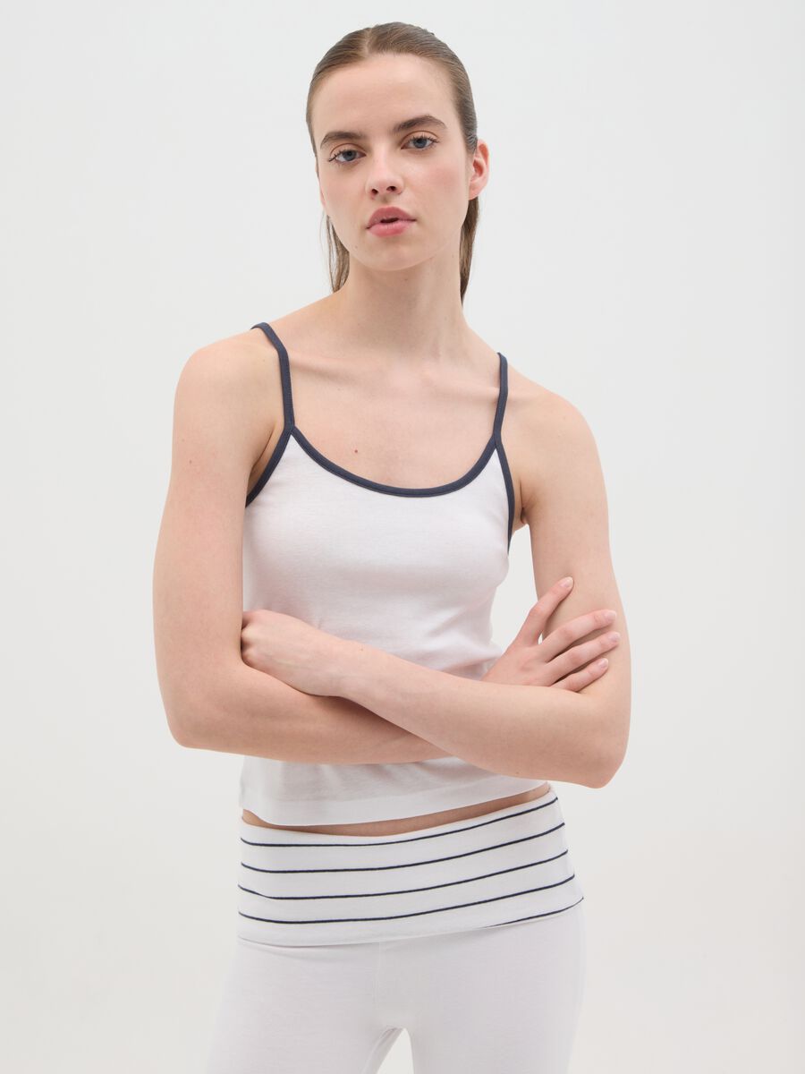 Women's white pure cotton vest regular fit_0