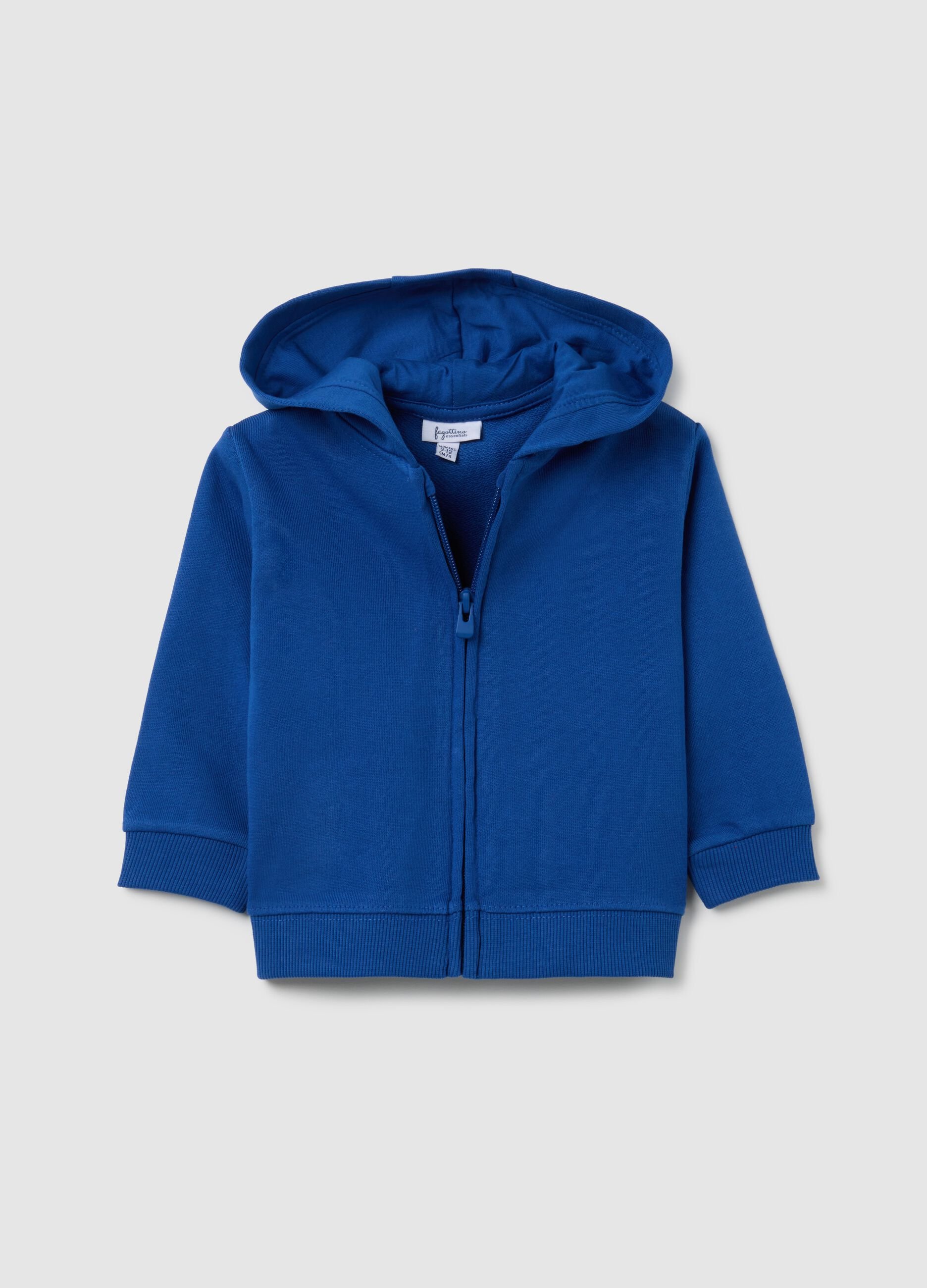 Felpa da bambino in puro cotone blu regular fit