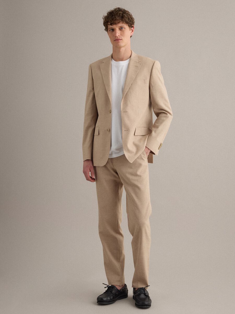 Beige Slim Fit Trousers_0