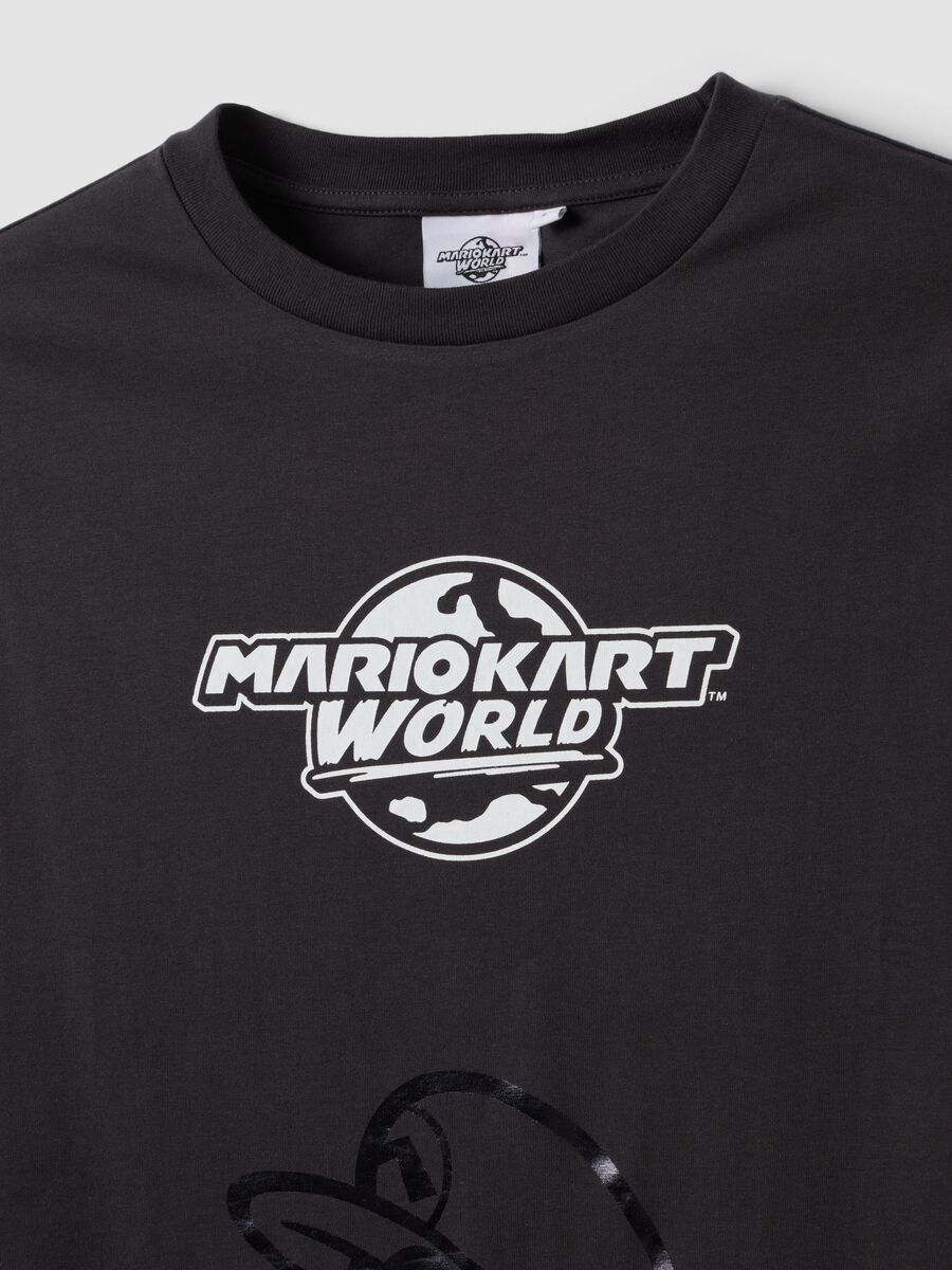 Black pure cotton T-shirt with Mario Kart print_1
