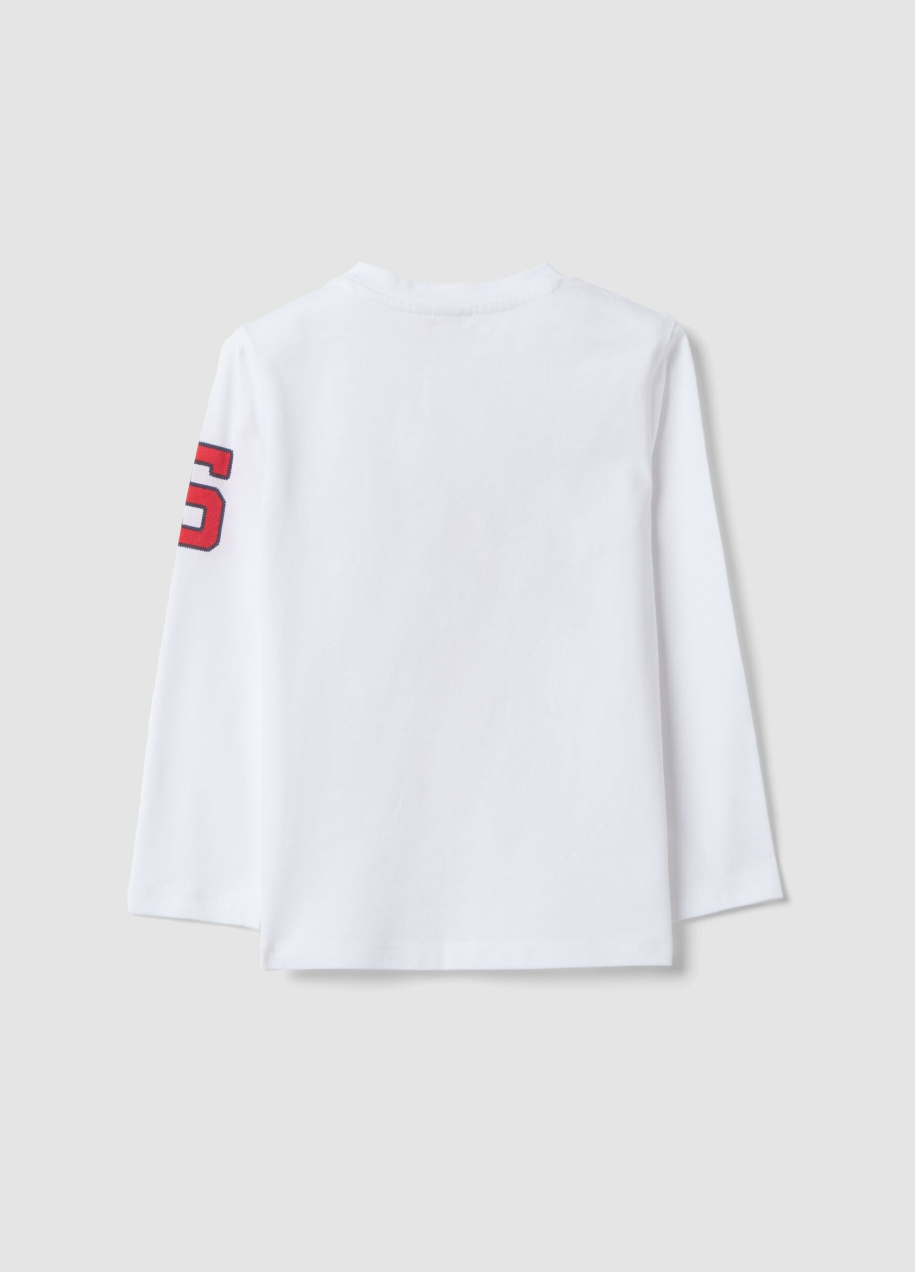 White long-sleeve pure cotton T-shirt with Spidey print for boys
