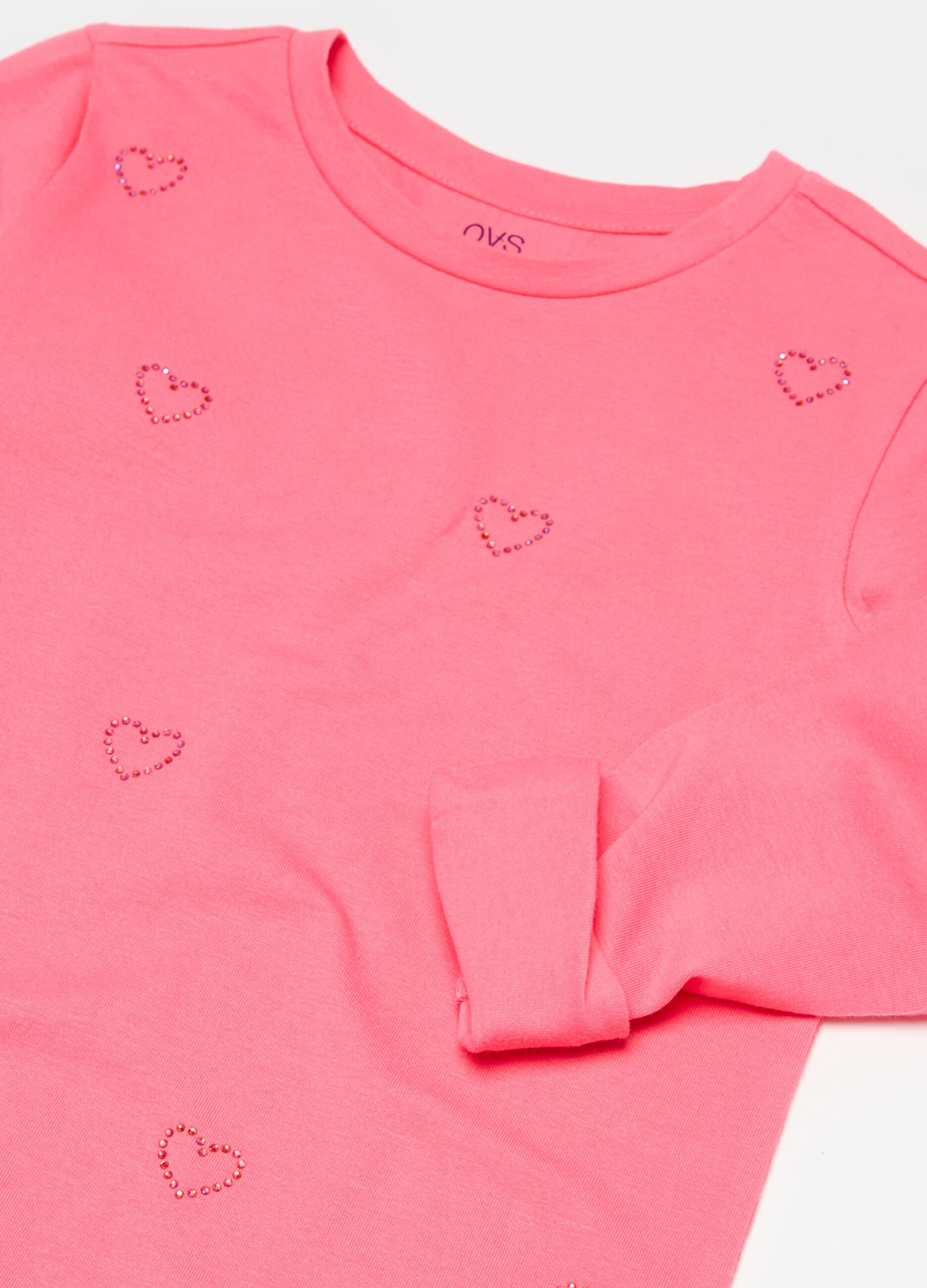 Long-sleeved T-shirt with diamantés