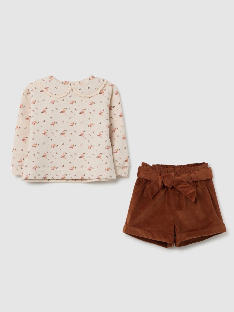 Girl's beige cotton-blend set_0