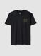 Black printed T-shirt in pure cotton, regular fit_4