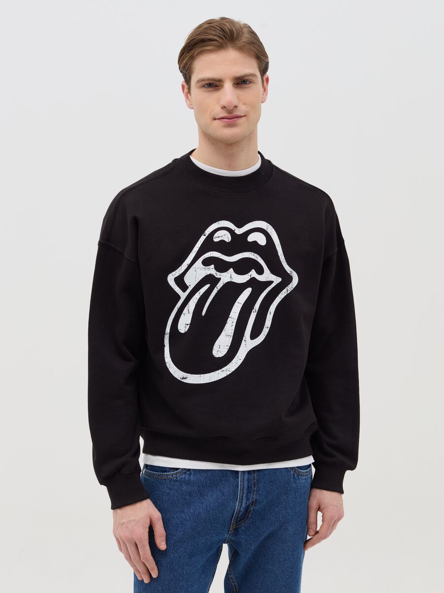 Oversized sweatshirt with The Rolling Stones print_0