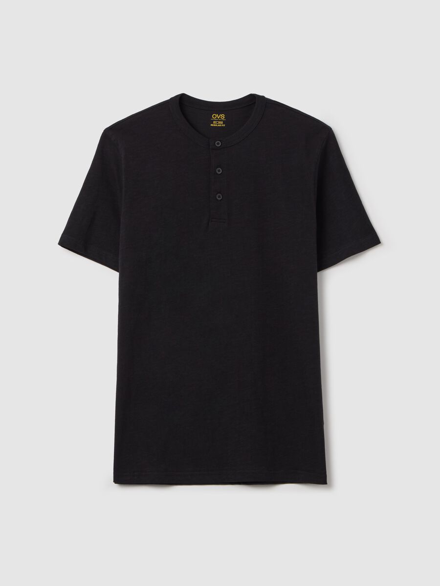 Cotton T-shirt with granddad neckline_4