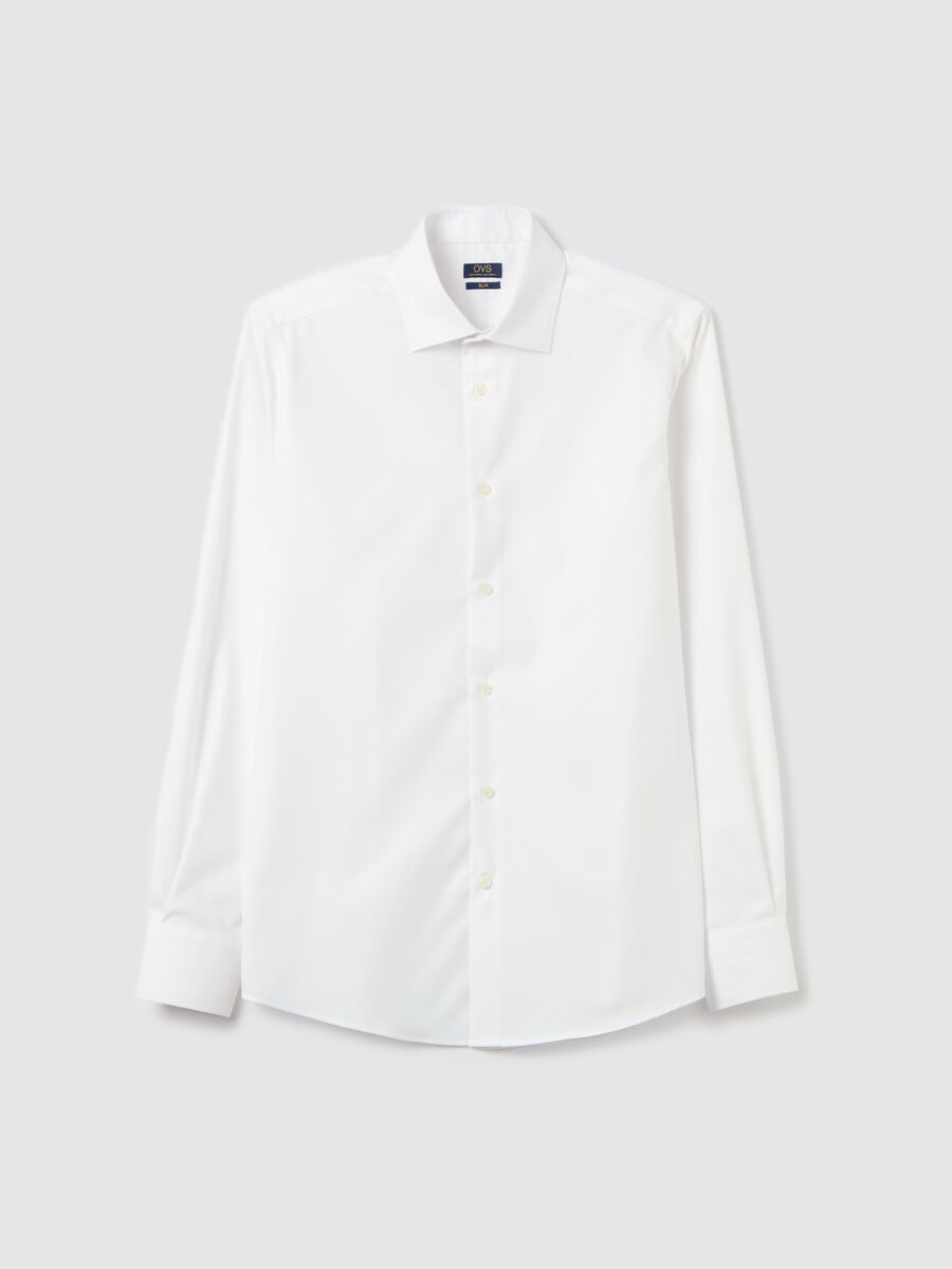 Slim-fit solid colour easy-iron shirt_4