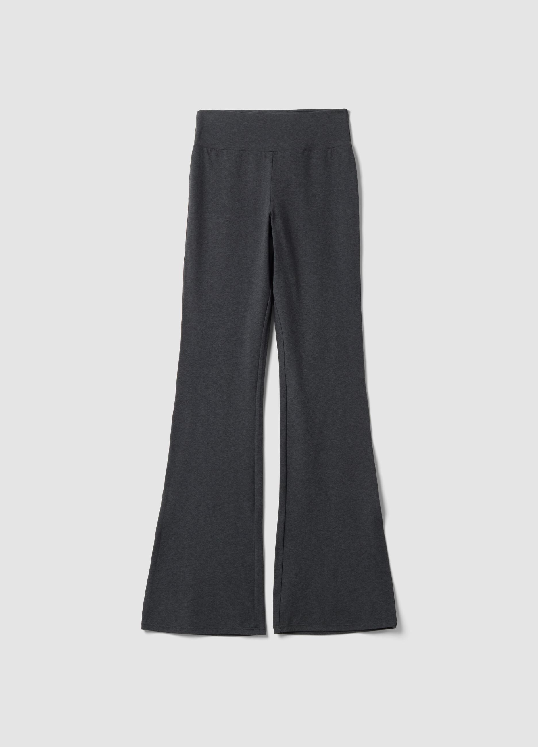 Grey flared leggings in stretch fabric