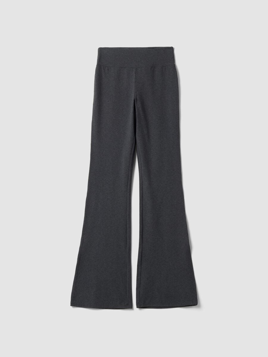 Leggings grigi flare in tessuto elasticizzato_0