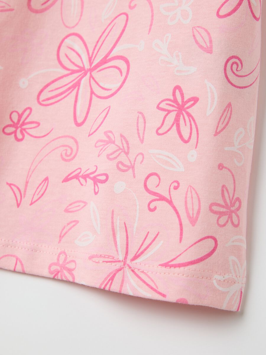 Pink organic cotton T-shirt with flowers print_3