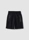 Blue cotton-blend Bermuda shorts with elasticated waist_0