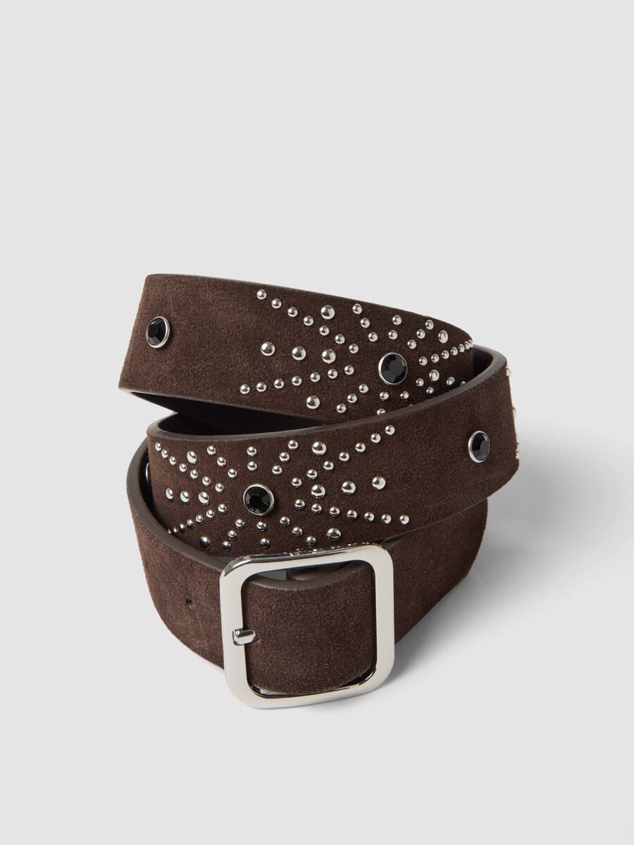 Brown Genuine Leather Studded Belt_2