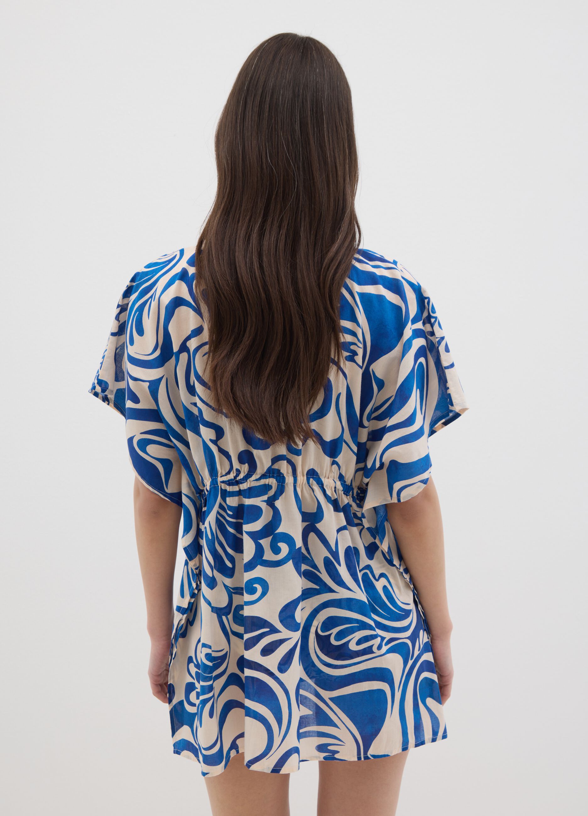 Women's multicolour short cotton kaftan dress