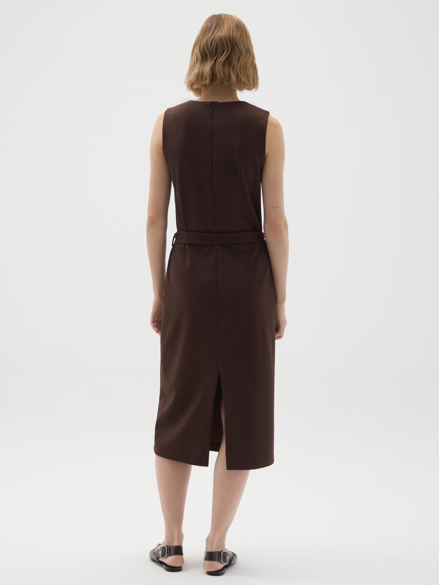 Brown slim fit stretchy fabric dress_2